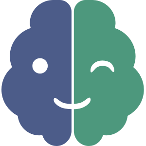 blue/celadon logo of winking brain for neurodiverse Alex